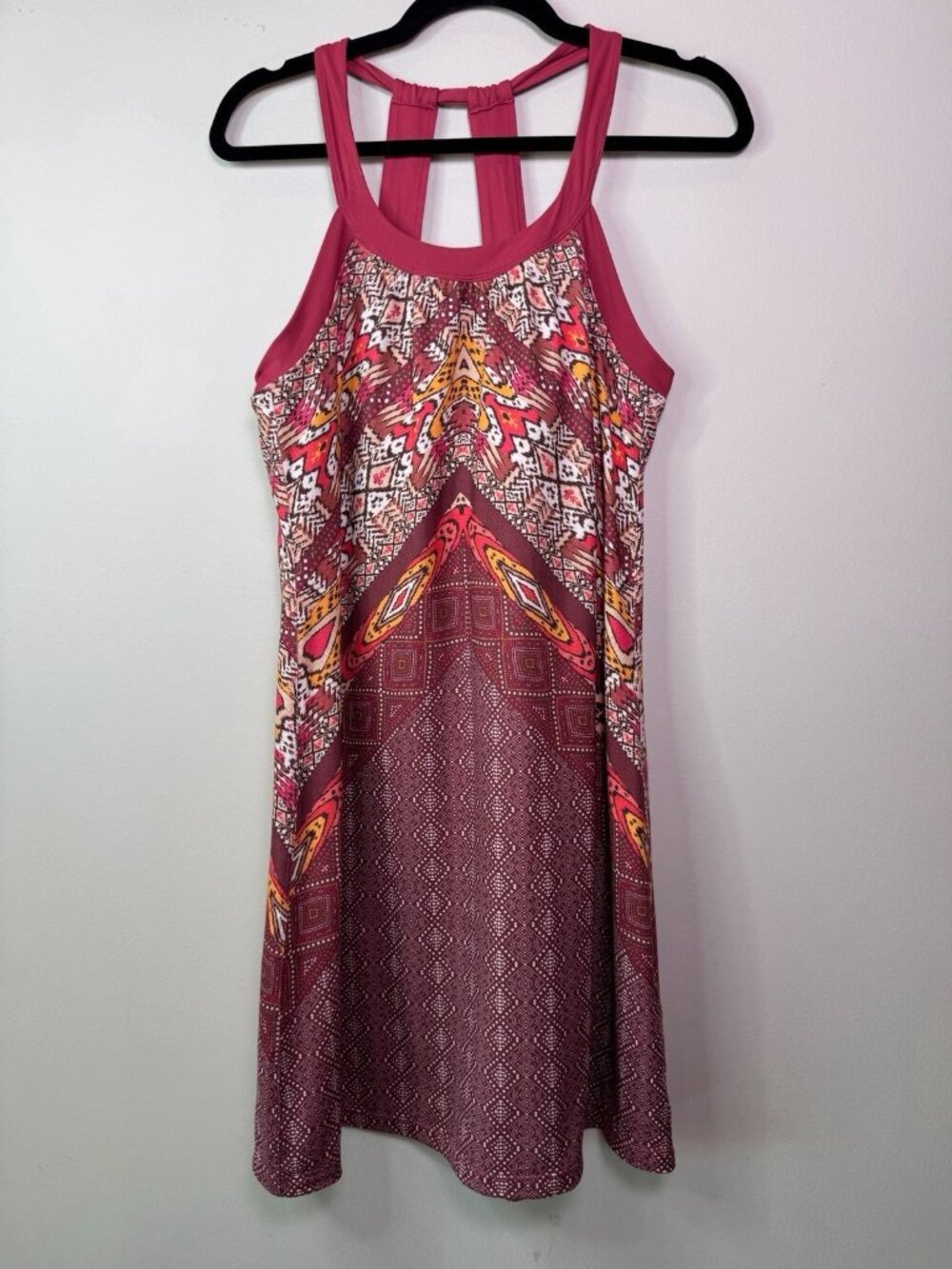 Prana Cantine Halter Strap Dress MEDIUM Crushed Cran Marrakesh Athletic